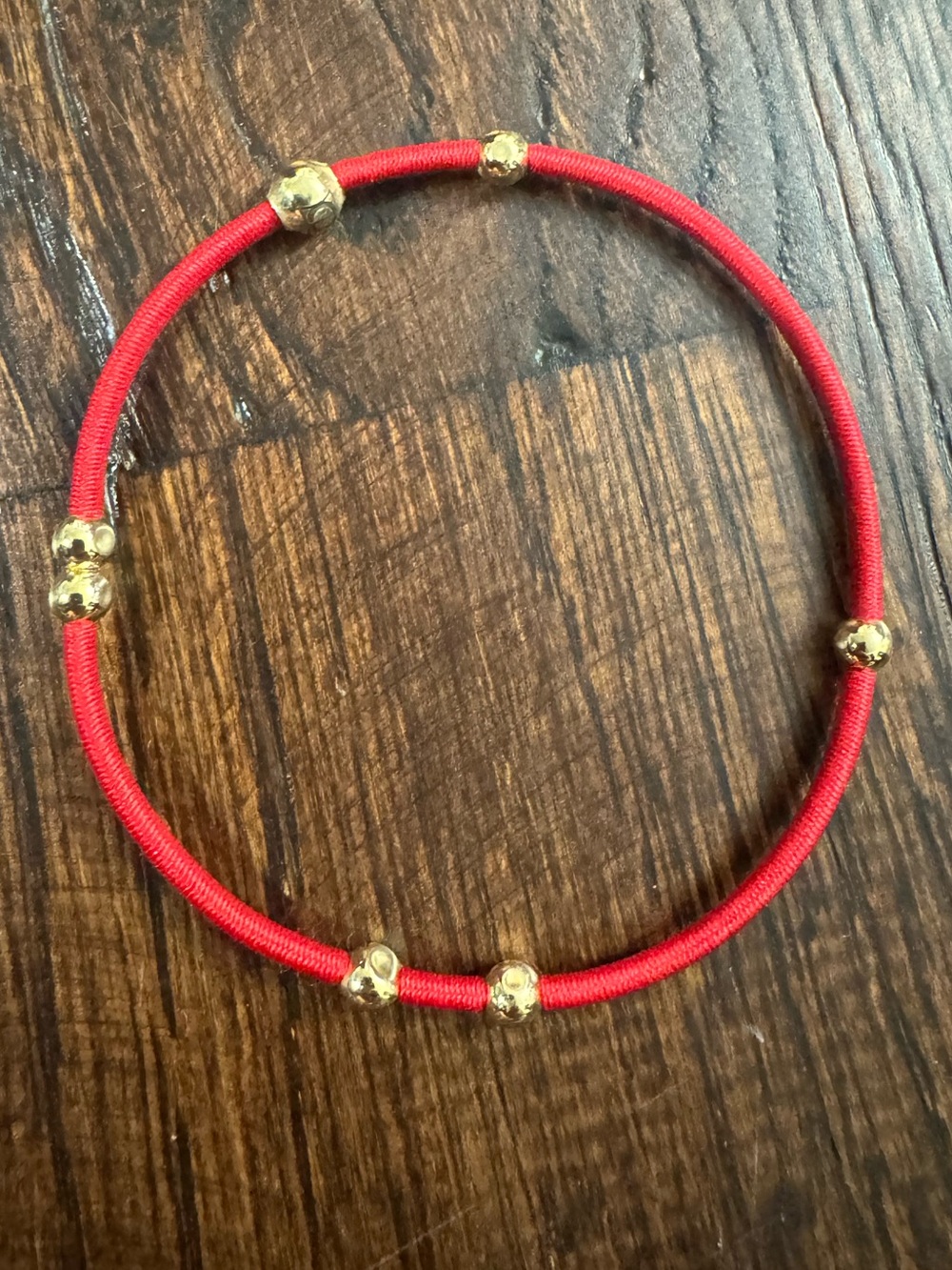 Enewton essentials Two Elastic Gold Bead Bracelets Hair Ties Red and Black - Picture 3 of 8